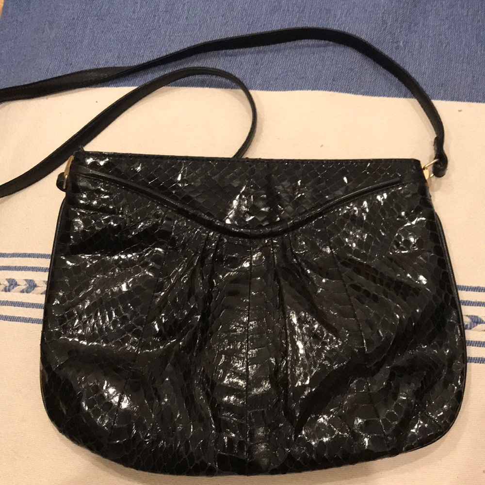 Vintage Snakeskin black crossbody bag